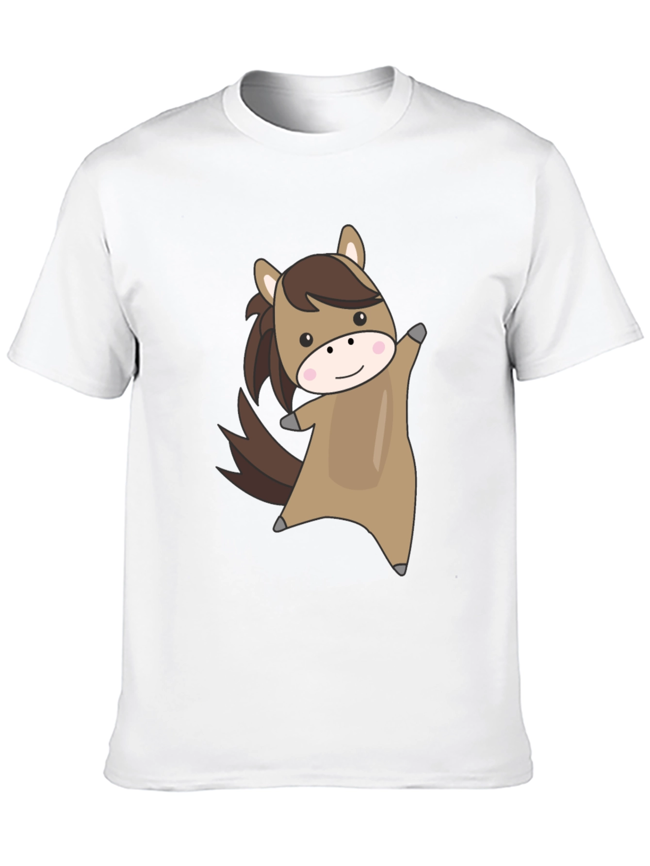 Cute Cartoon Horse Graphic Black T-Shirt
