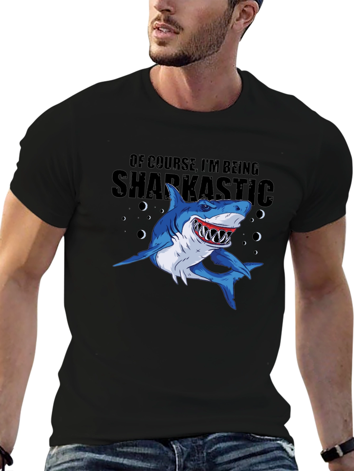 Sharkastic Graphic Print T-Shirt