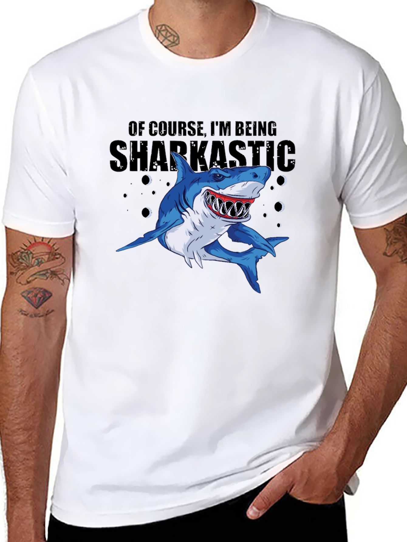 Sharkastic Graphic Print T-Shirt