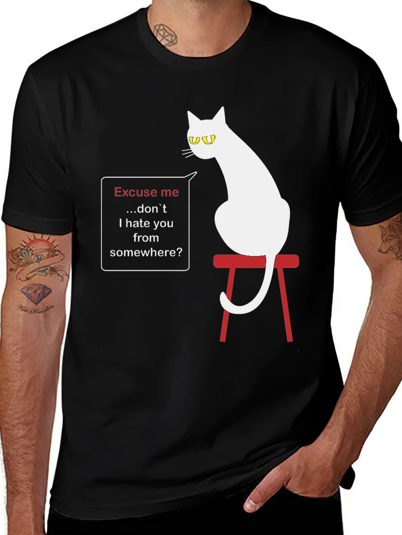 Sarcastic Cat Graphic T-Shirt - Unisex Black Tee