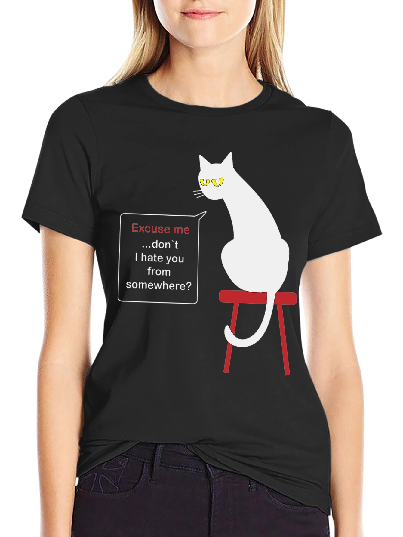 Sarcastic Cat Graphic T-Shirt - Unisex Black Tee