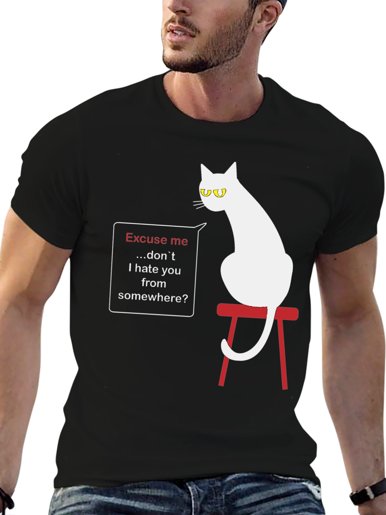 Sarcastic Cat Graphic T-Shirt - Unisex Black Tee