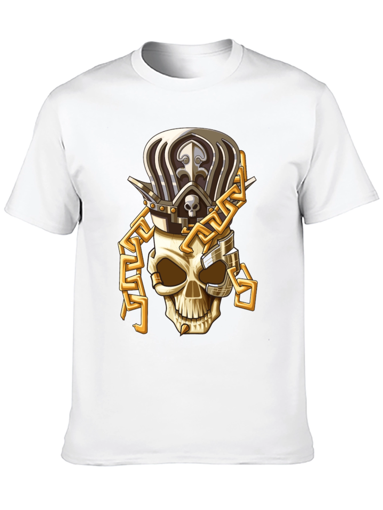 Skull King T-Shirt: Gold Chain Crown Design