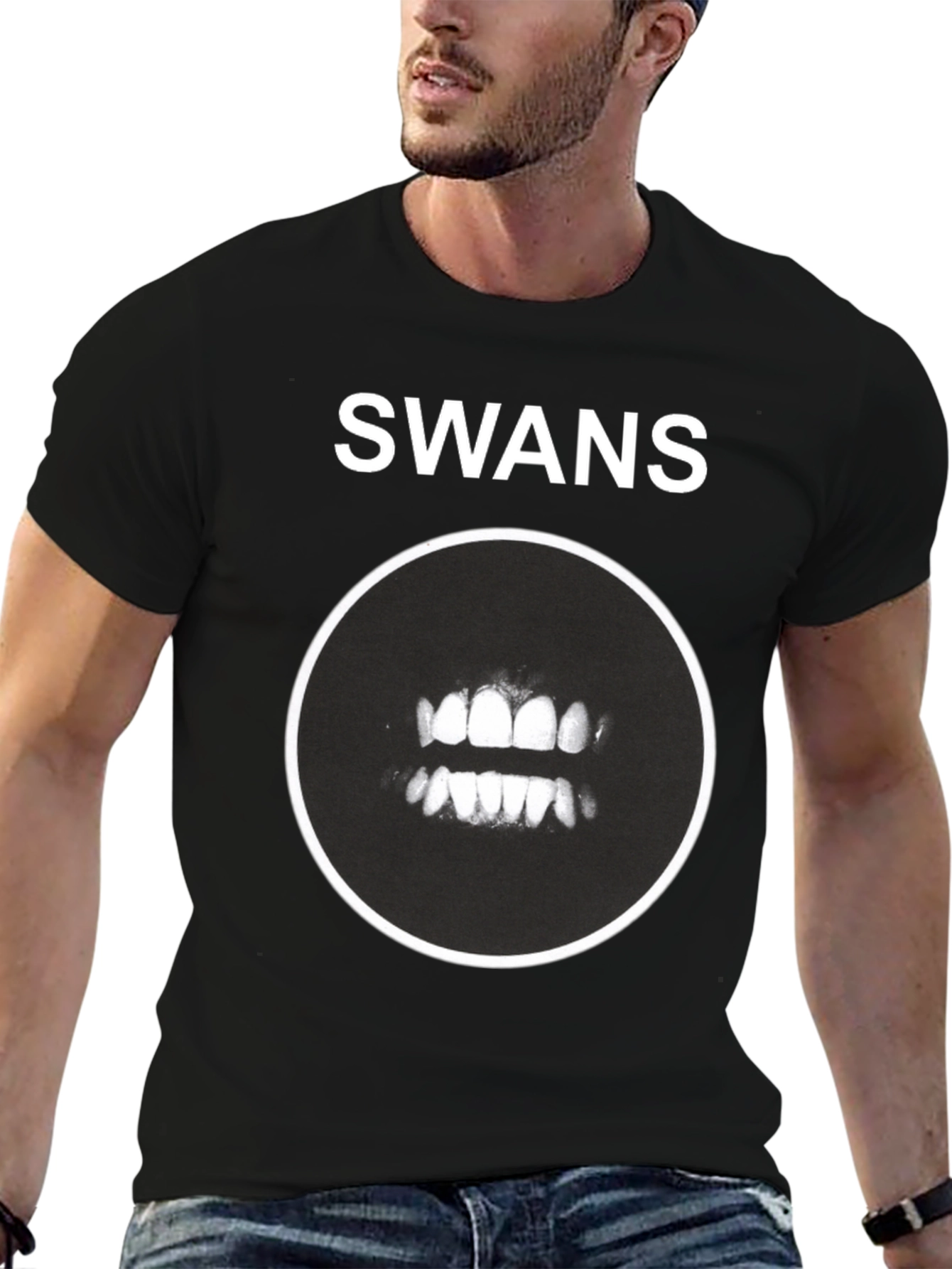 Swans Band Teeth Graphic Black T-Shirt