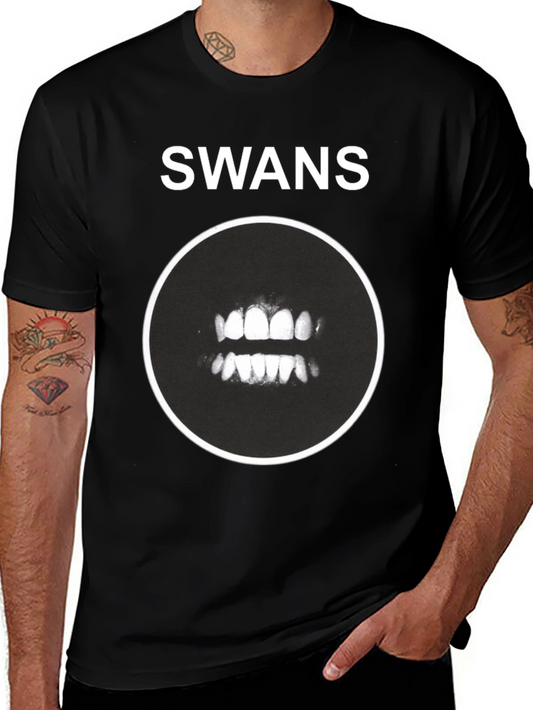 Swans Band Teeth Graphic Black T-Shirt