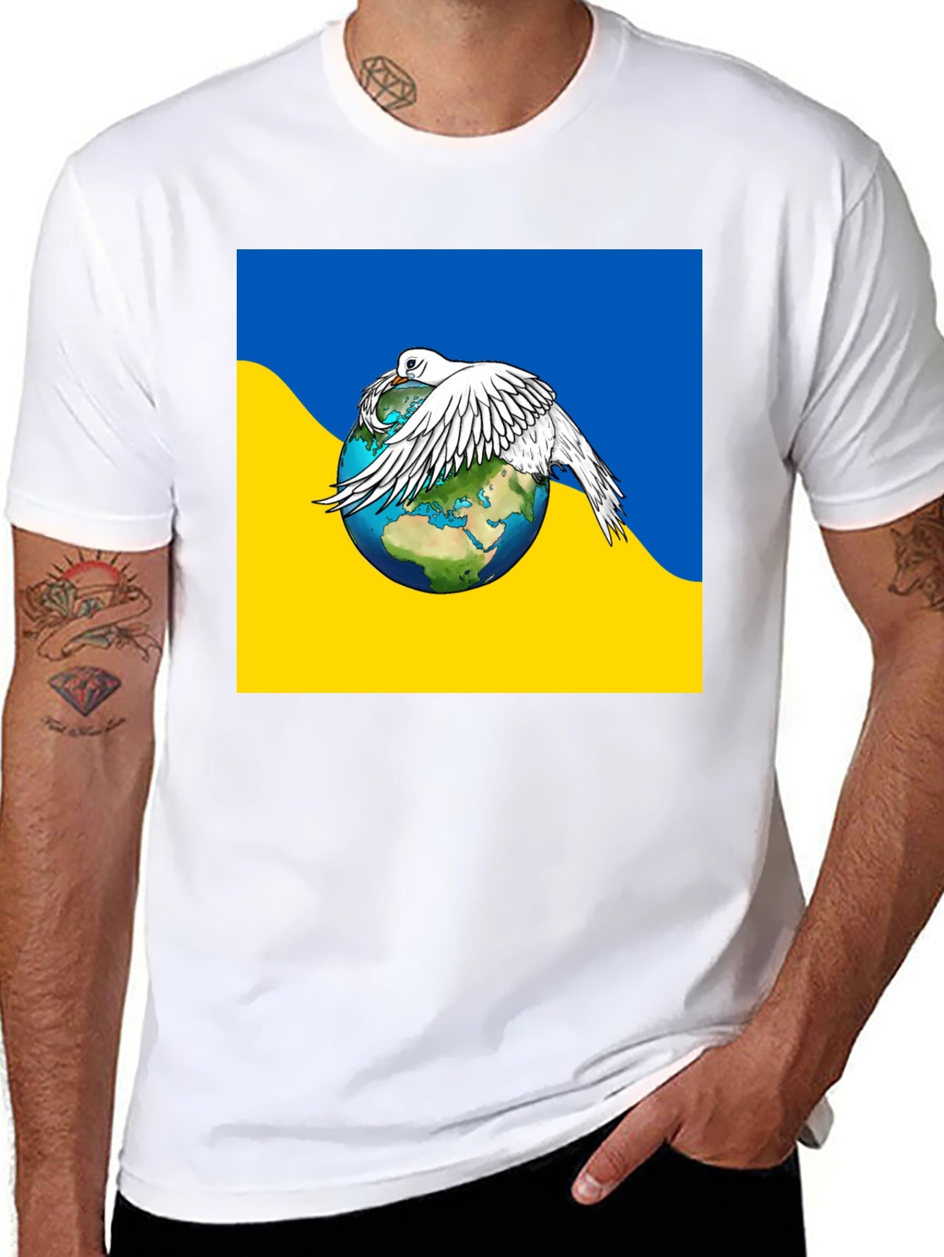 Ukraine Peace Dove Earth T-Shirt