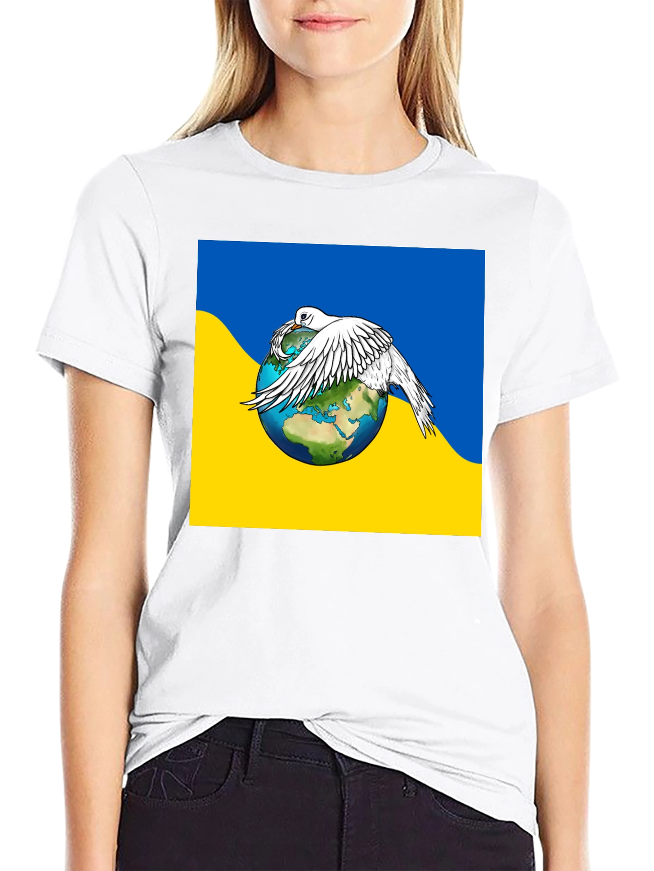 Ukraine Peace Dove Earth T-Shirt