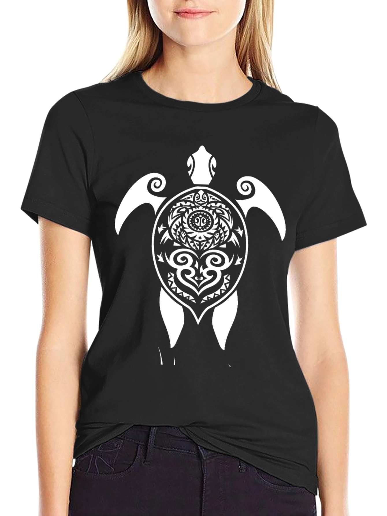Tribal Turtle Graphic Tee - Black
