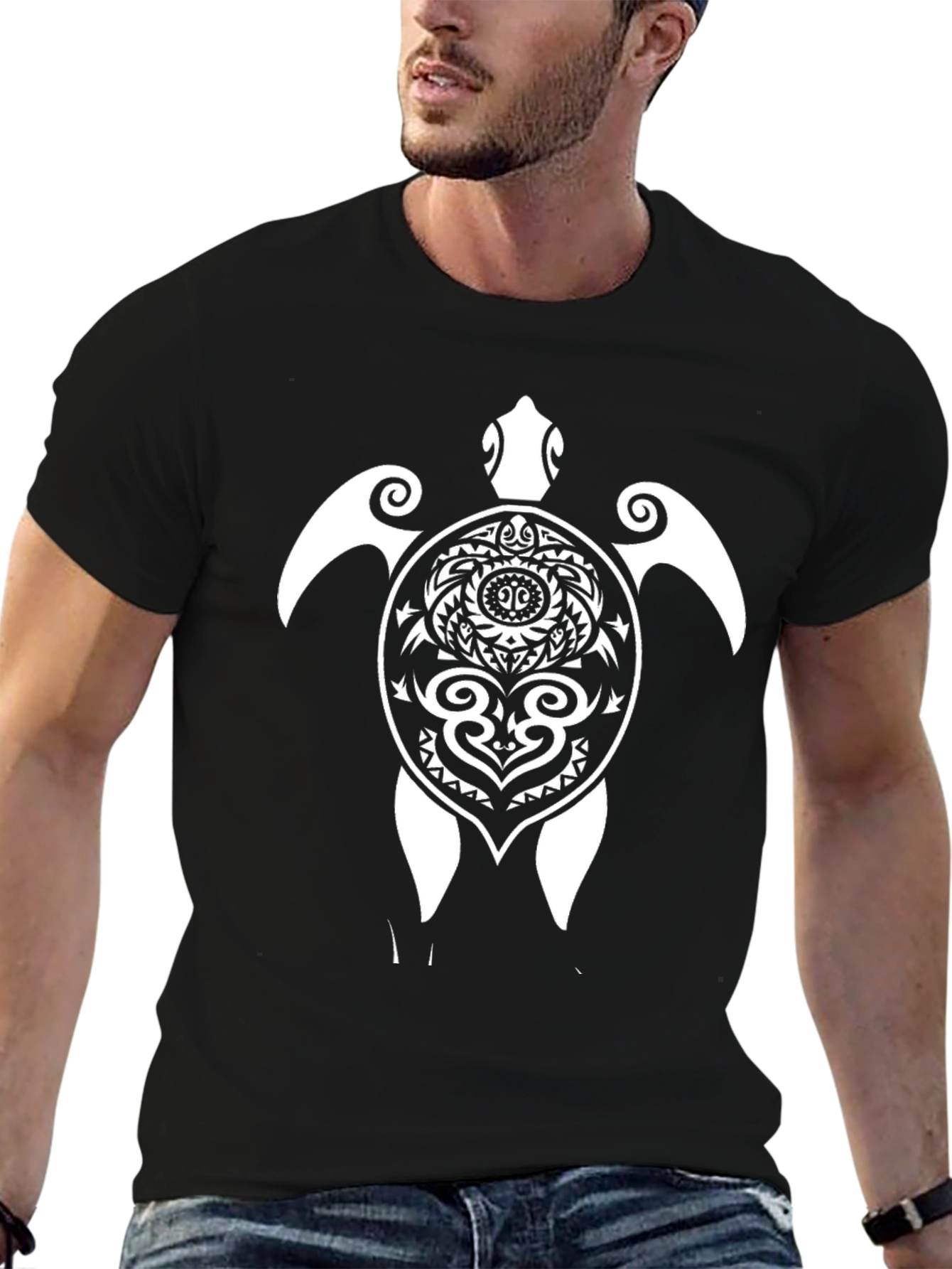 Tribal Turtle Graphic Tee - Black