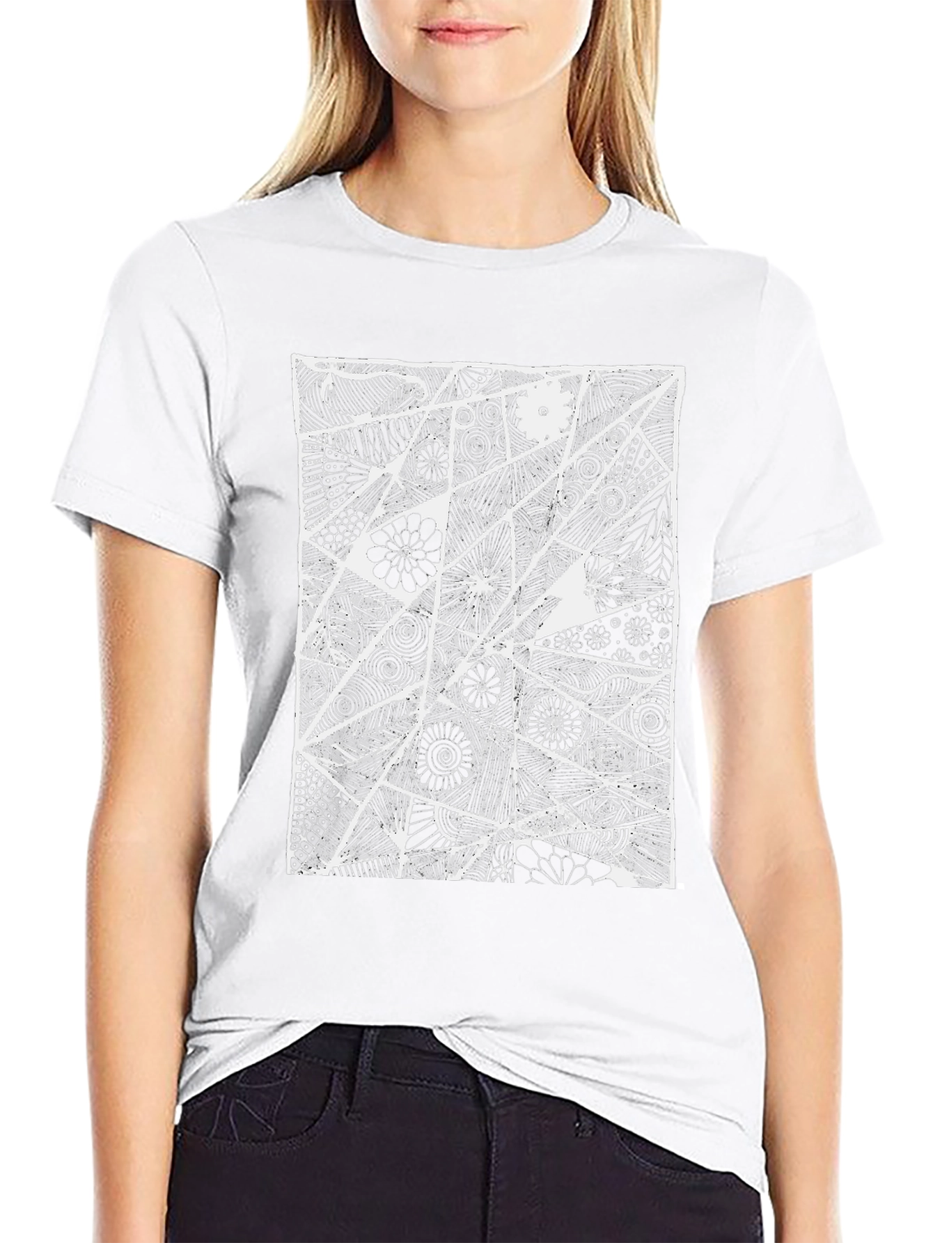 Abstract Floral Black T-Shirt