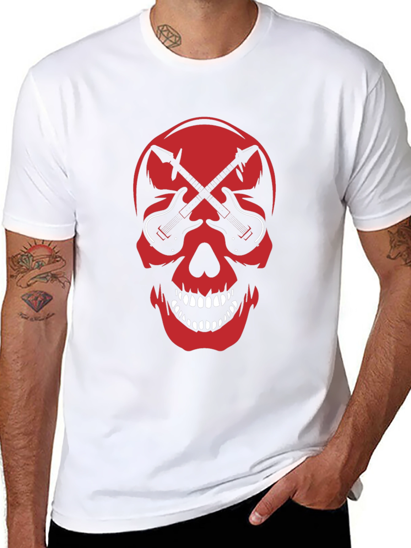 Skull & Guitar Graphic Tee - Rock Inspired T-Shirt