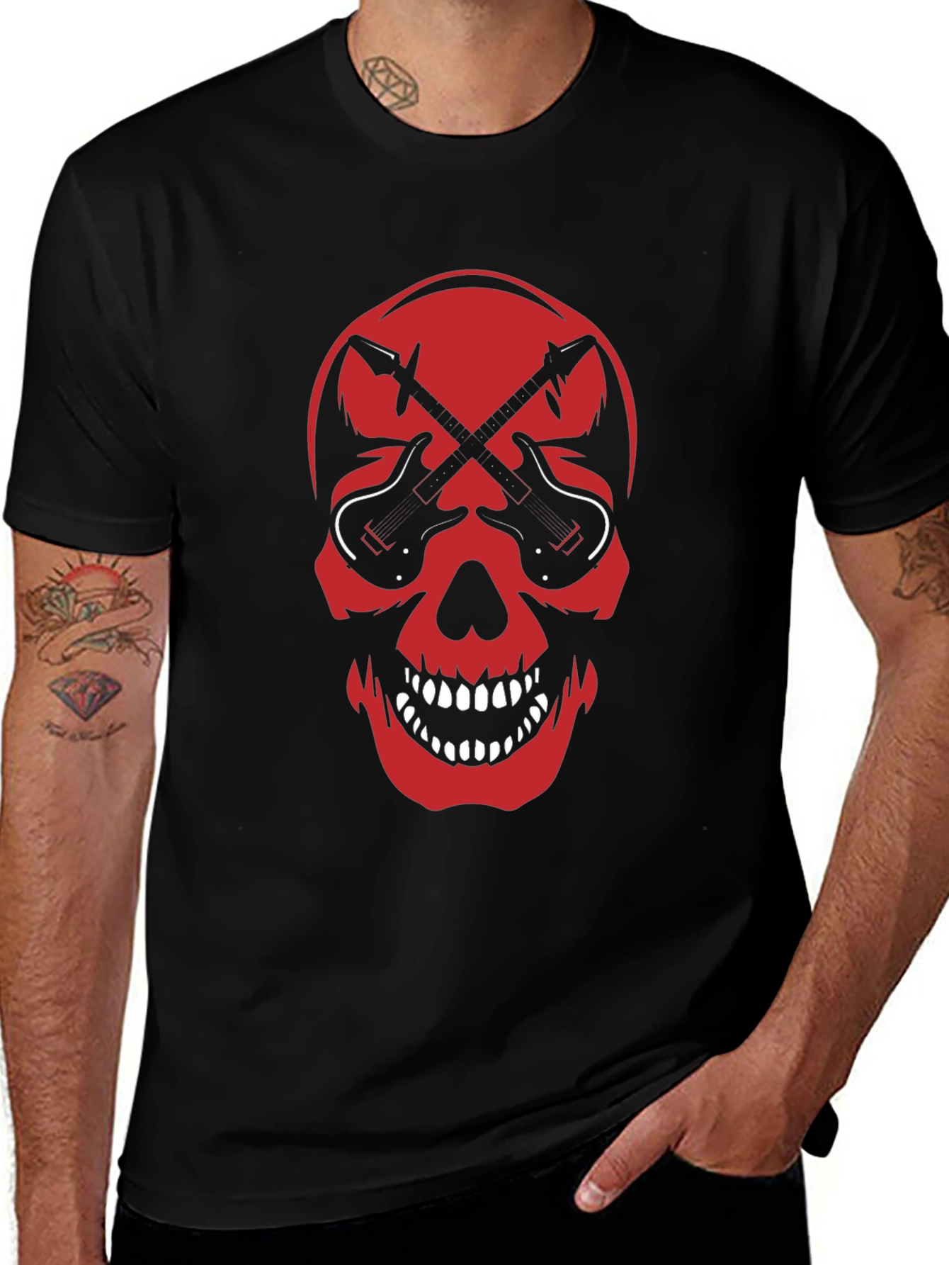 Skull & Guitar Graphic Tee - Rock Inspired T-Shirt