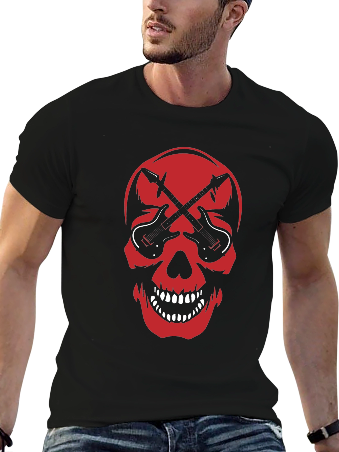 Skull & Guitar Graphic Tee - Rock Inspired T-Shirt