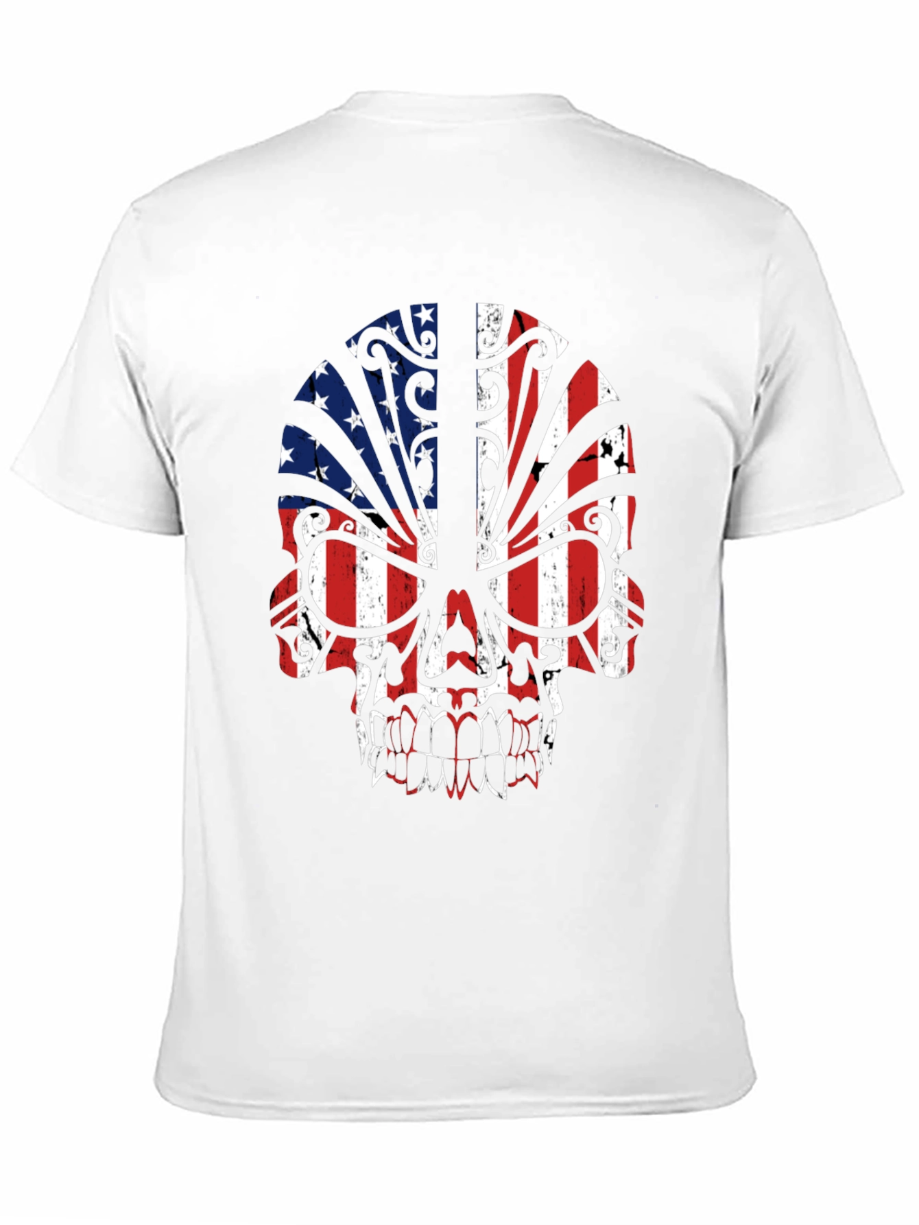 American Flag Skull Graphic Tee - Patriotic Style