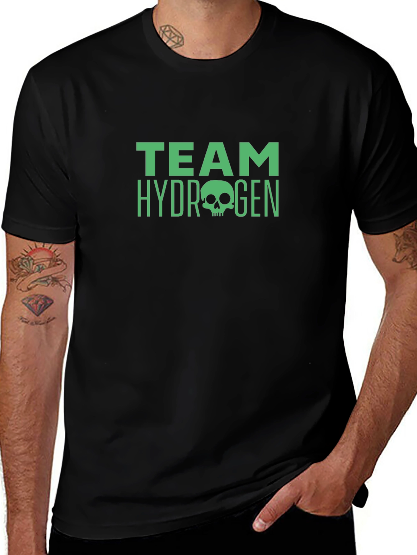 Team Hydrogen Skull Graphic Black T-Shirt