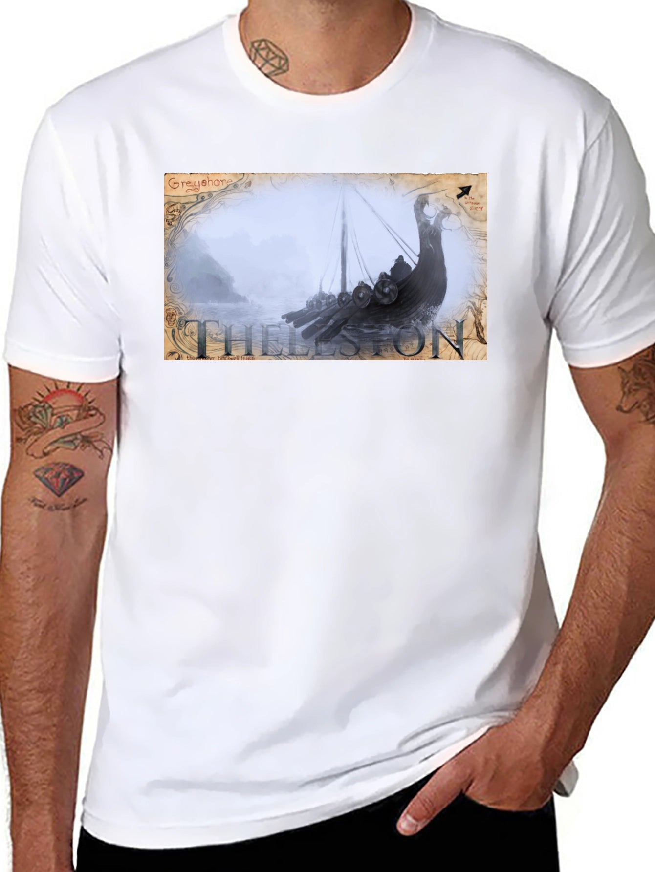 Thelston Viking Ship Black T-Shirt