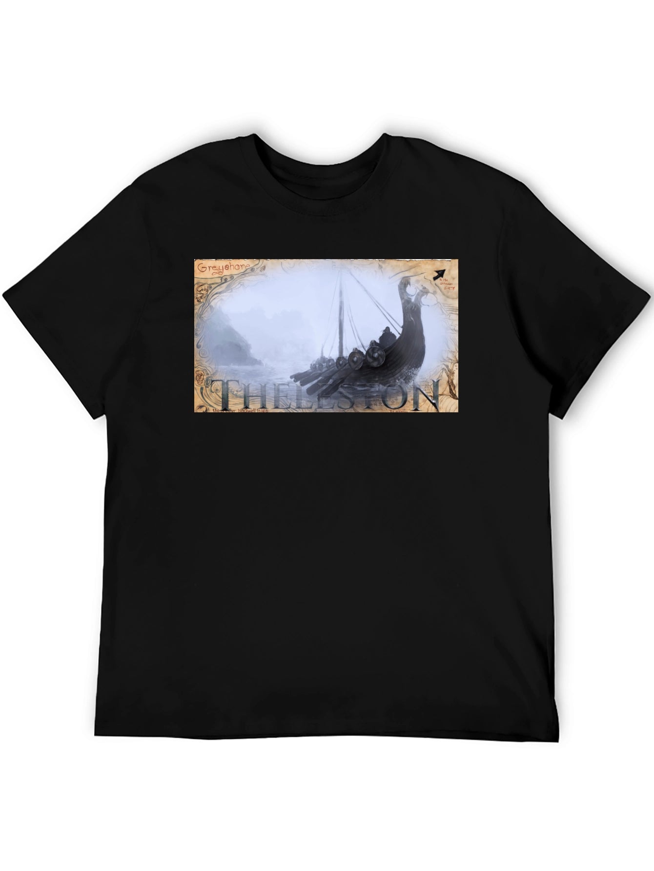 Thelston Viking Ship Black T-Shirt