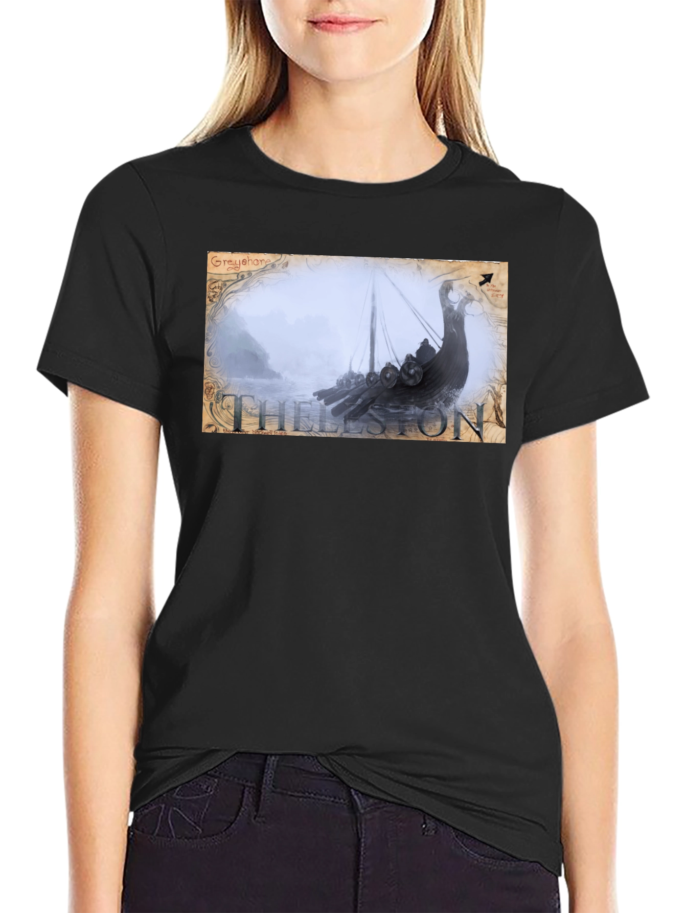 Thelston Viking Ship Black T-Shirt