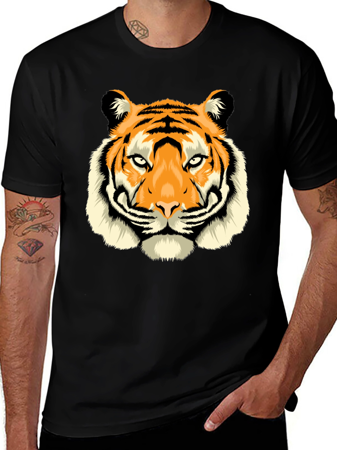 Bold Tiger Graphic Black T-Shirt