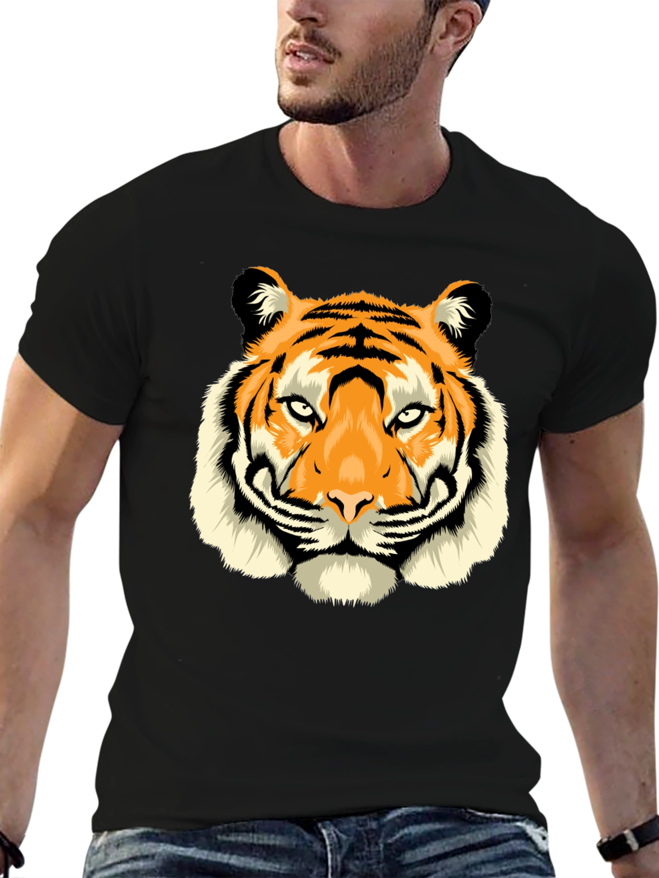 Bold Tiger Graphic Black T-Shirt