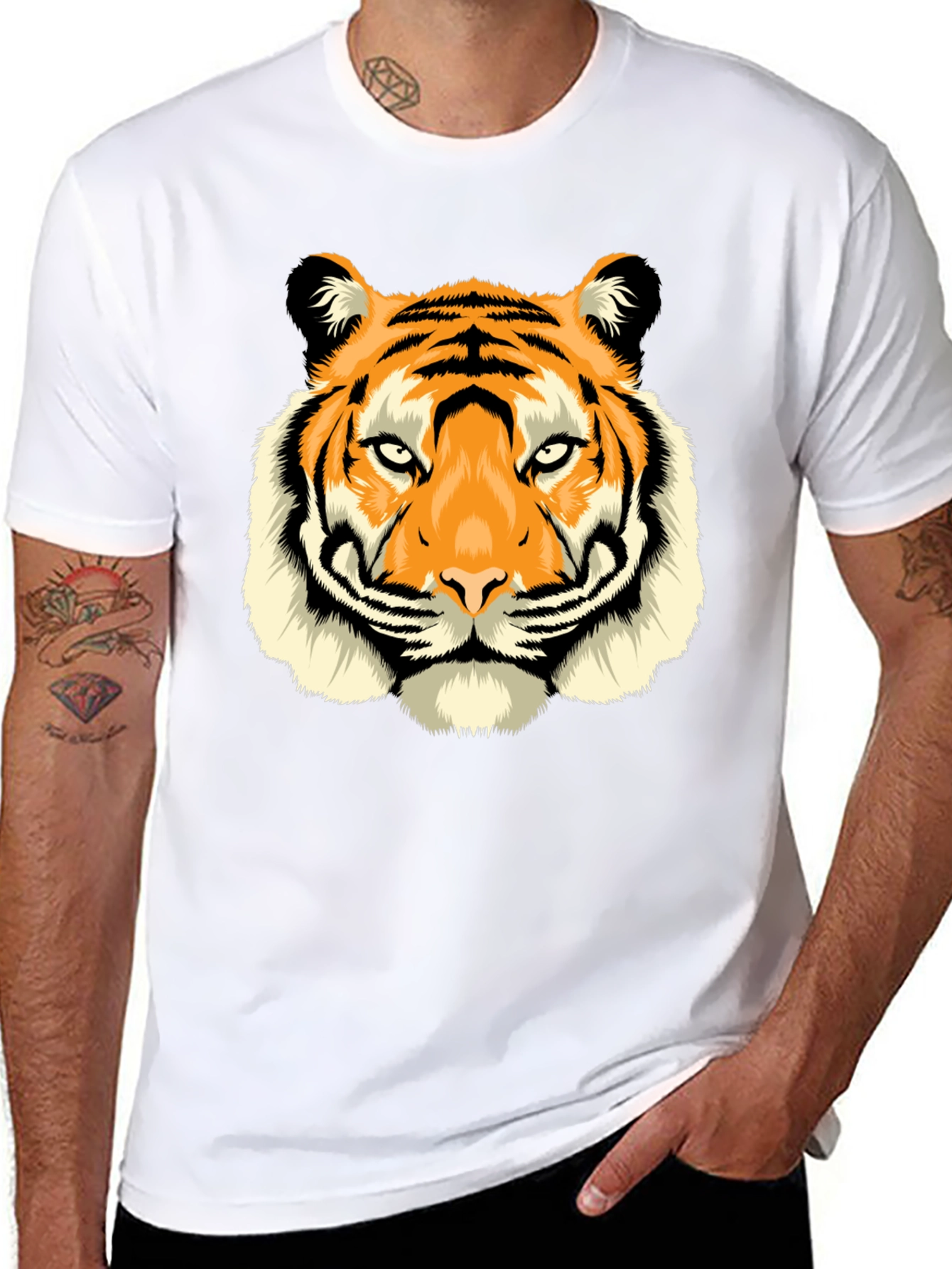 Bold Tiger Graphic Black T-Shirt