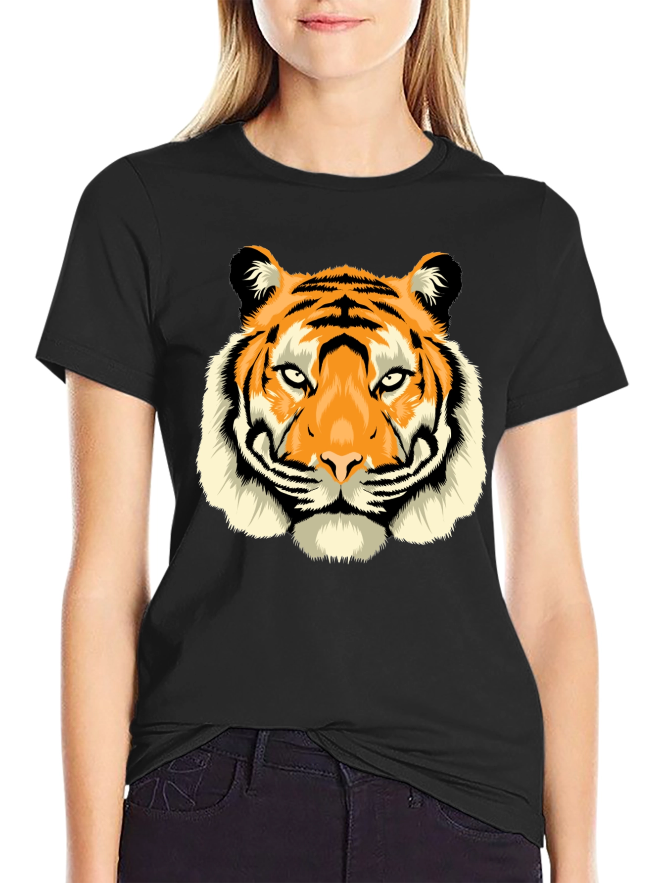 Bold Tiger Graphic Black T-Shirt
