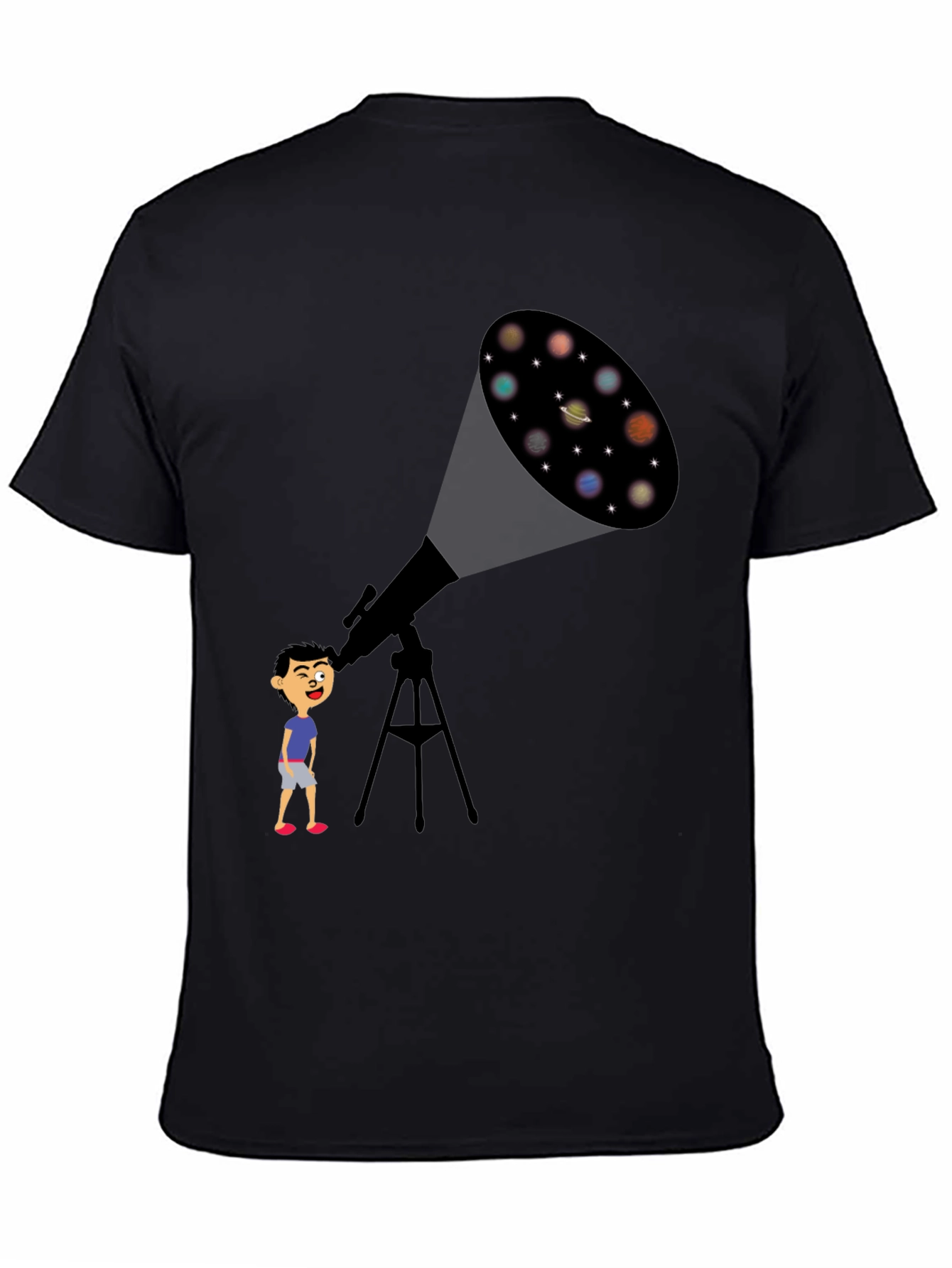 Telescope Planets Graphic Tee - Astronomy Lovers T-Shirt