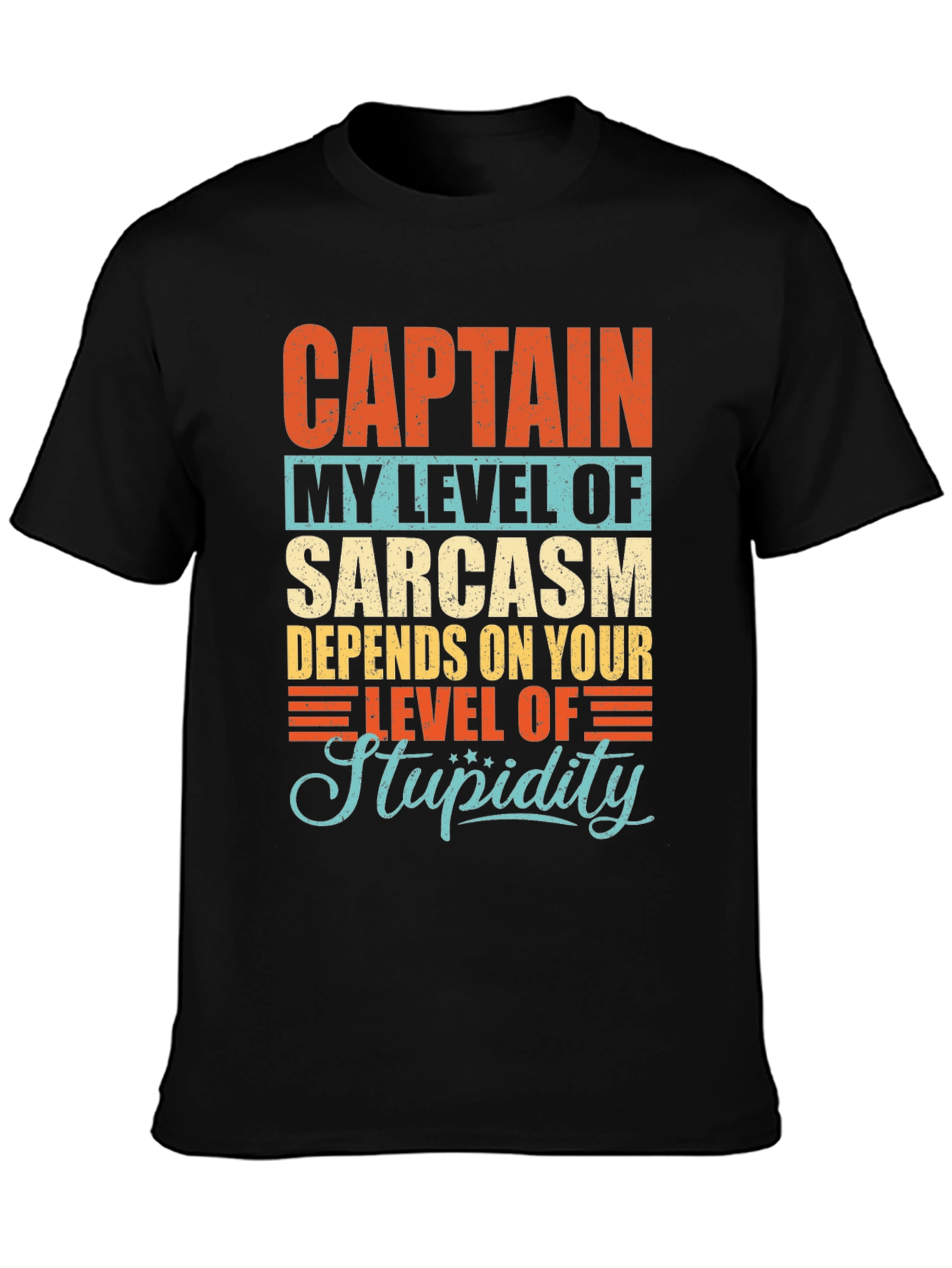 Sarcastic Humor T-Shirt: Captain Level of Stupidity