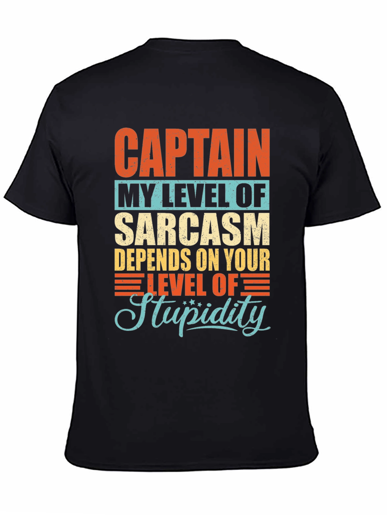 Sarcastic Humor T-Shirt: Captain Level of Stupidity