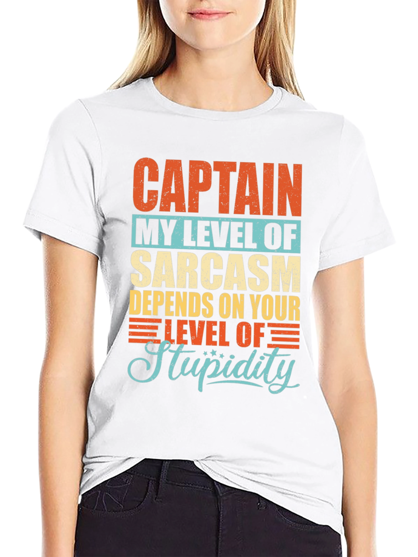 Sarcastic Humor T-Shirt: Captain Level of Stupidity