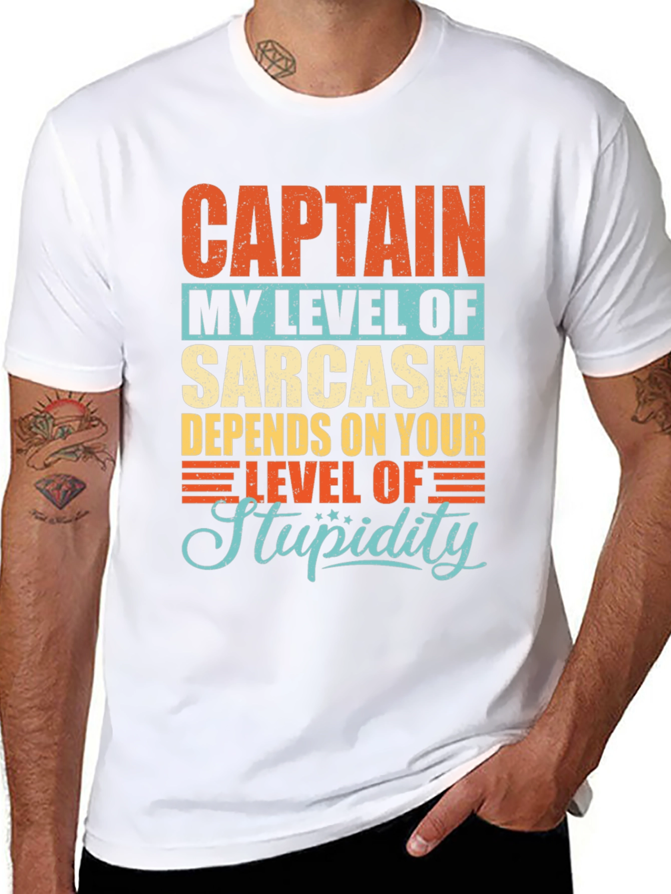 Sarcastic Humor T-Shirt: Captain Level of Stupidity