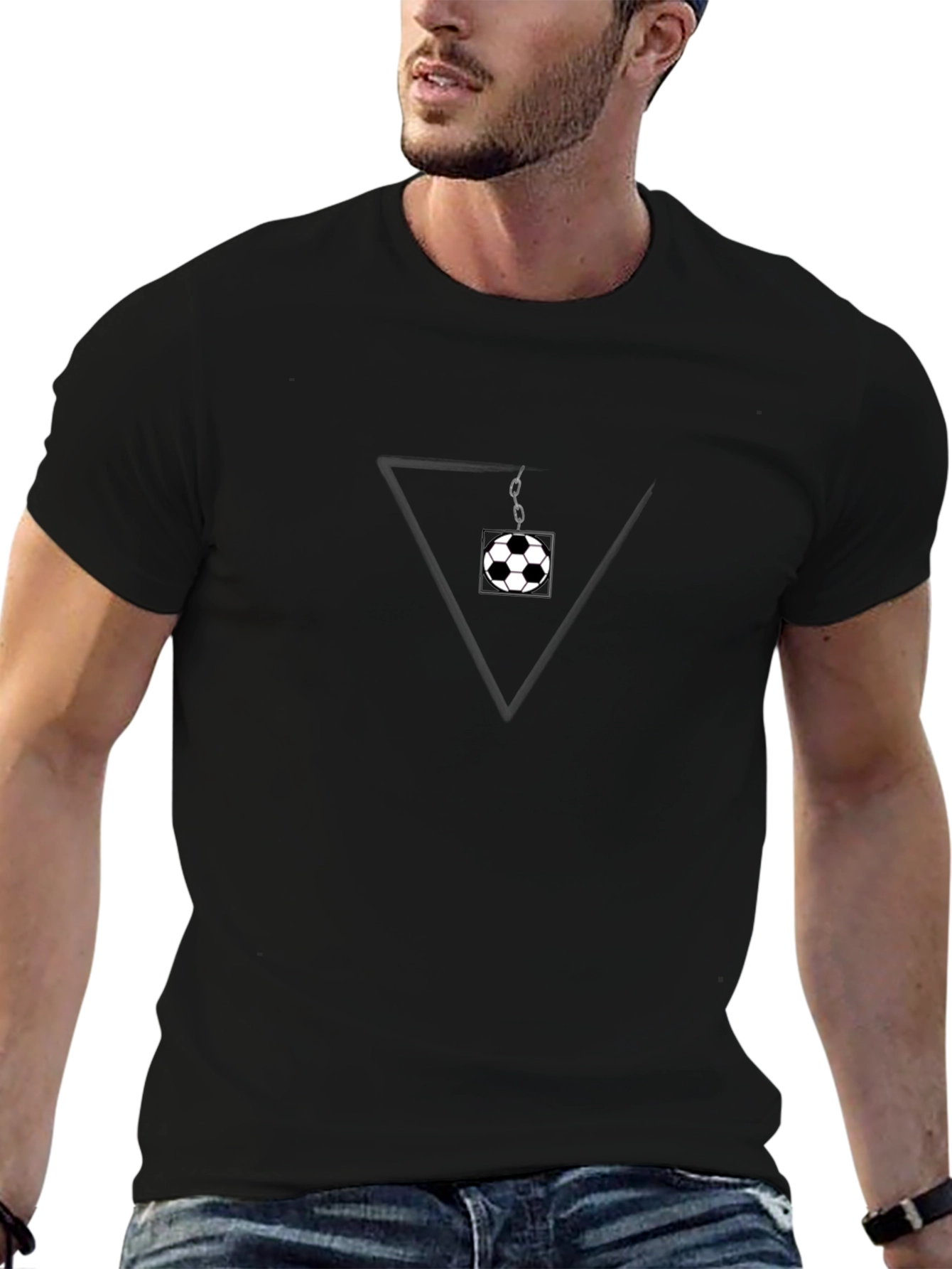 Black Soccer Ball Triangle T-Shirt