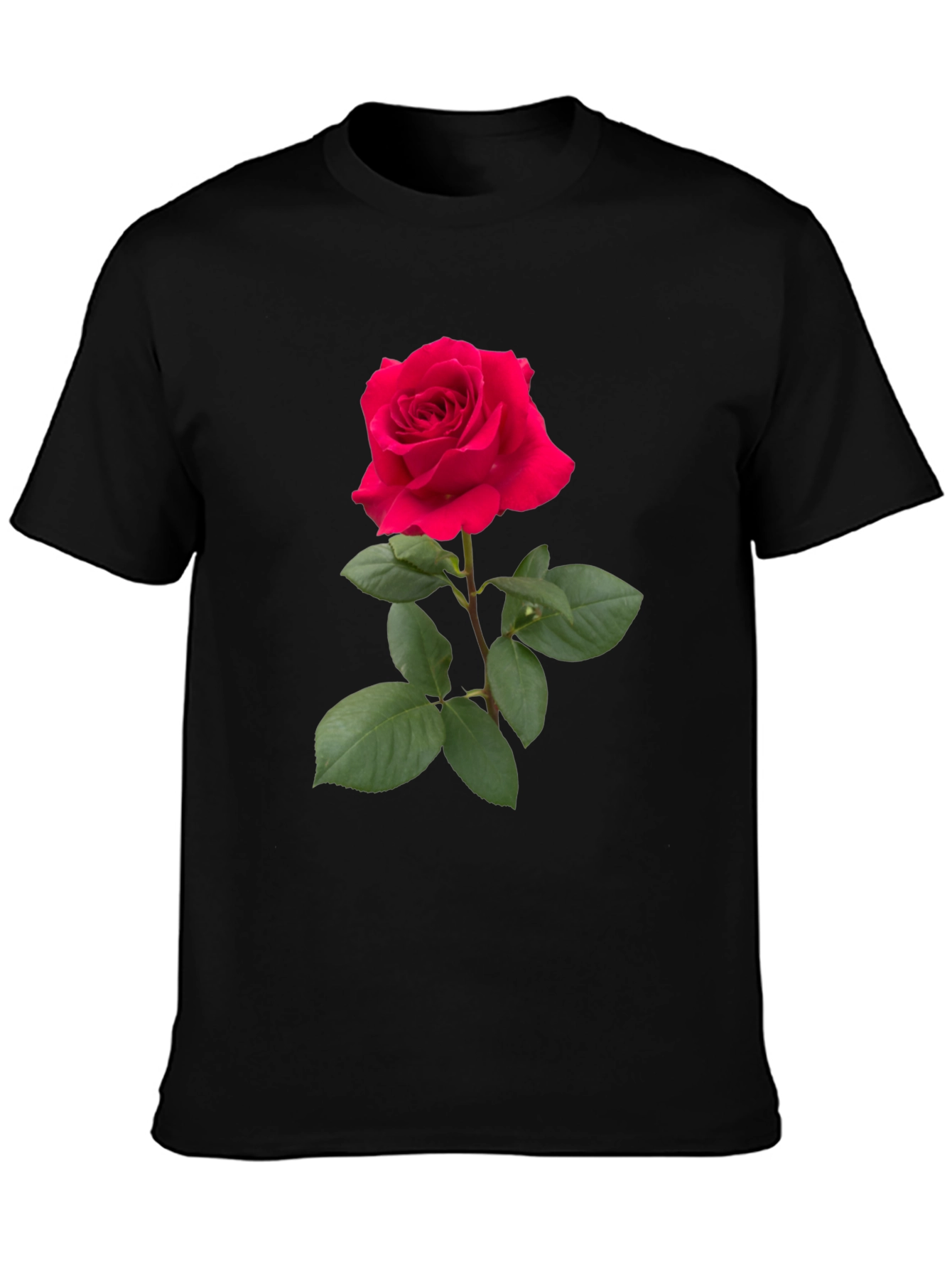 Red Rose Graphic Tee - Classic Black Cotton T-Shirt