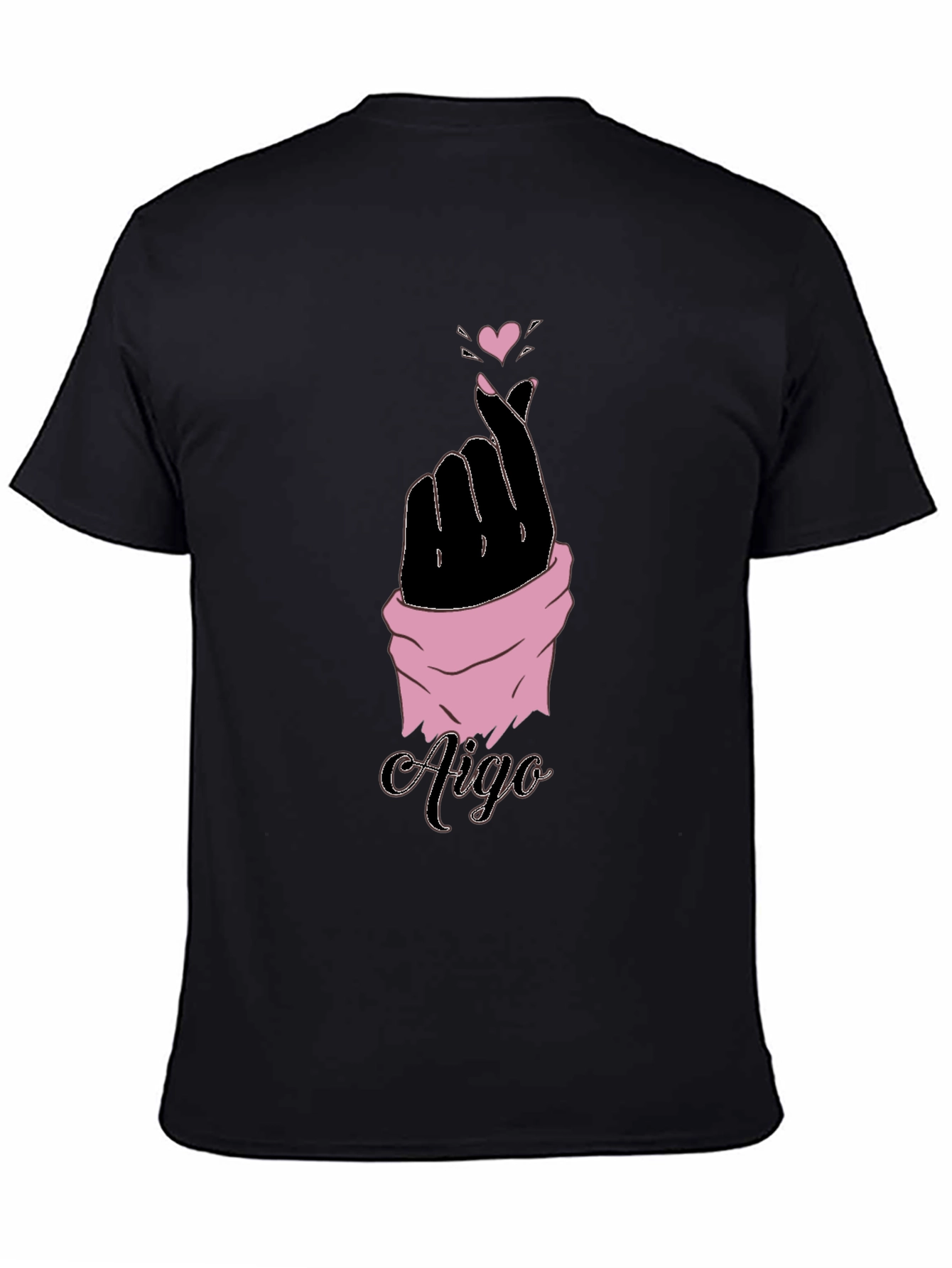 Aigo K-Pop Heart Gesture Black T-Shirt