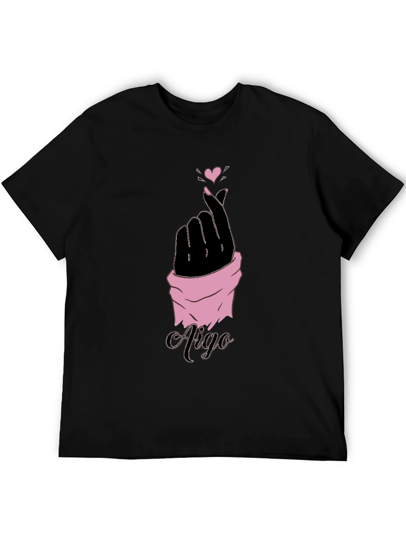 Aigo K-Pop Heart Gesture Black T-Shirt