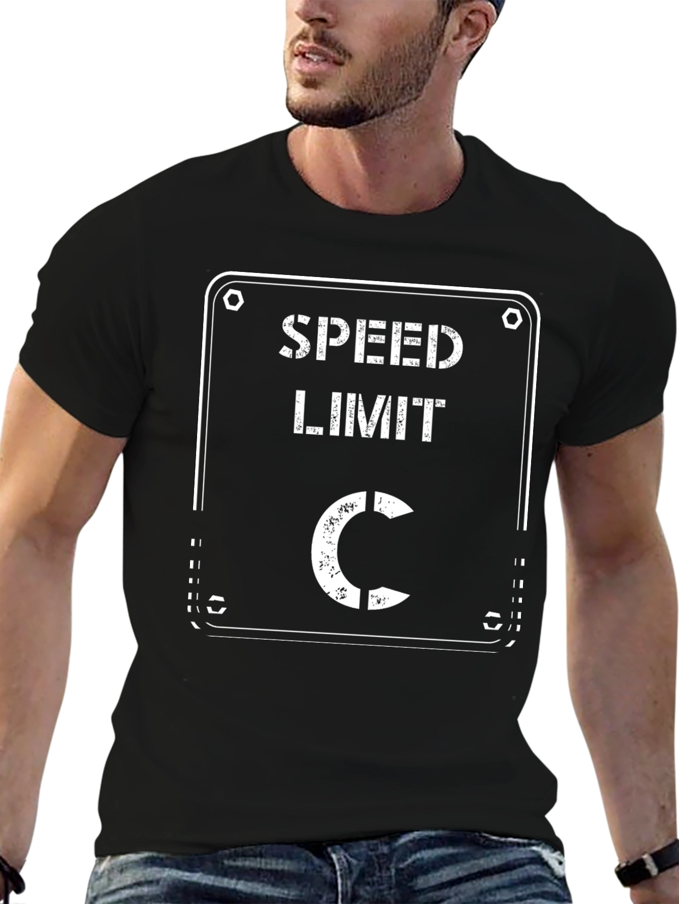 Speed Limit C T-Shirt - Black Cotton Graphic Tee