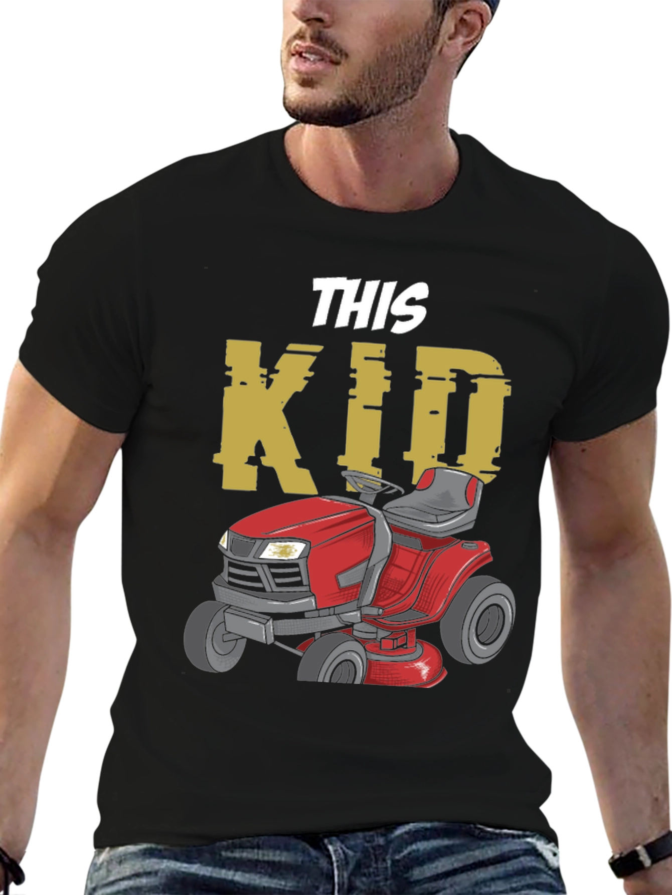 This Kid Lawn Mower T-Shirt - Black Graphic Tee