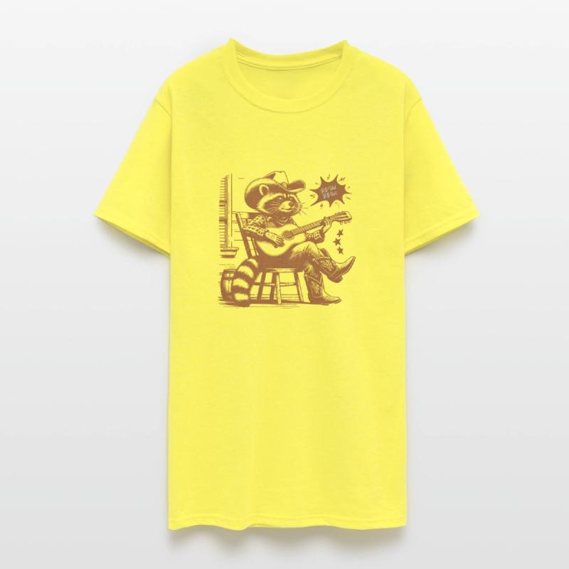 Vintage Wild West Cowboy Raccoon Playing Guitar