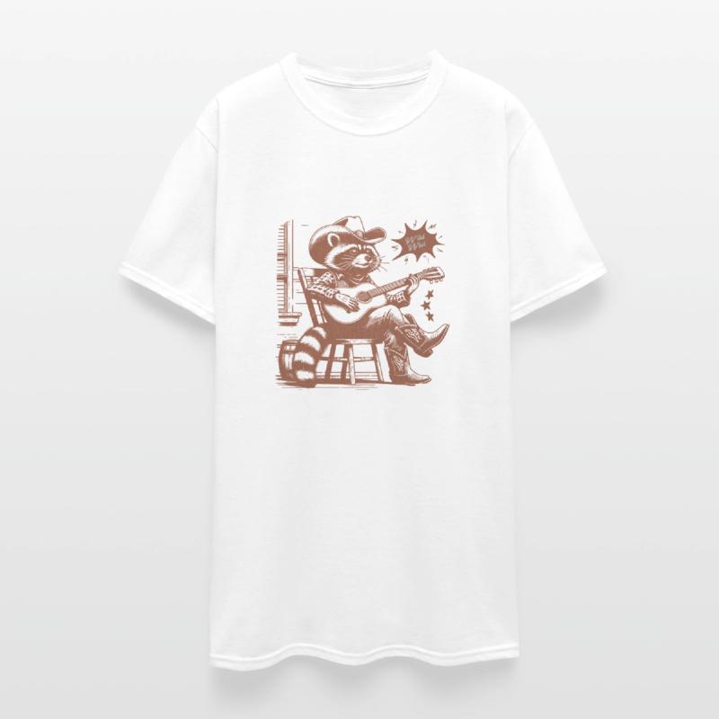 Vintage Wild West Cowboy Raccoon Playing Guitar