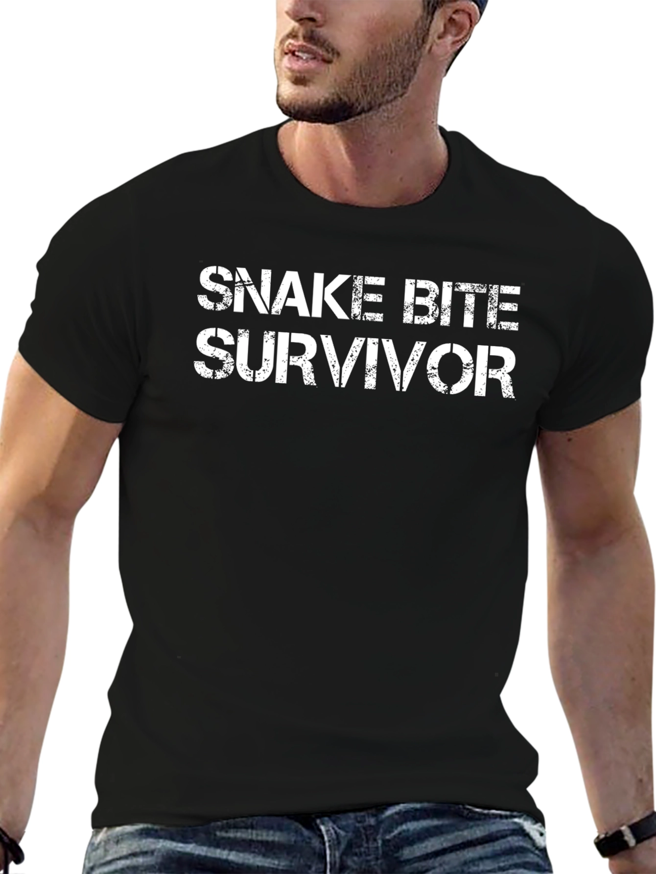 Snake Bite Survivor Black T-Shirt