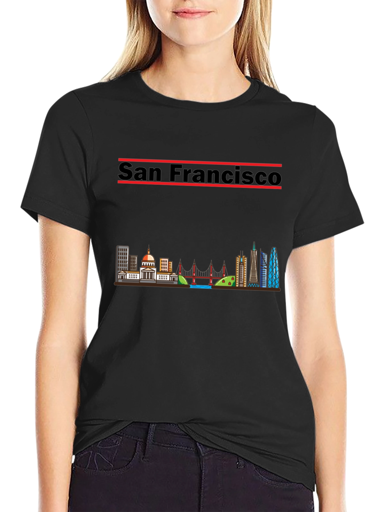 San Francisco Skyline Black T-Shirt