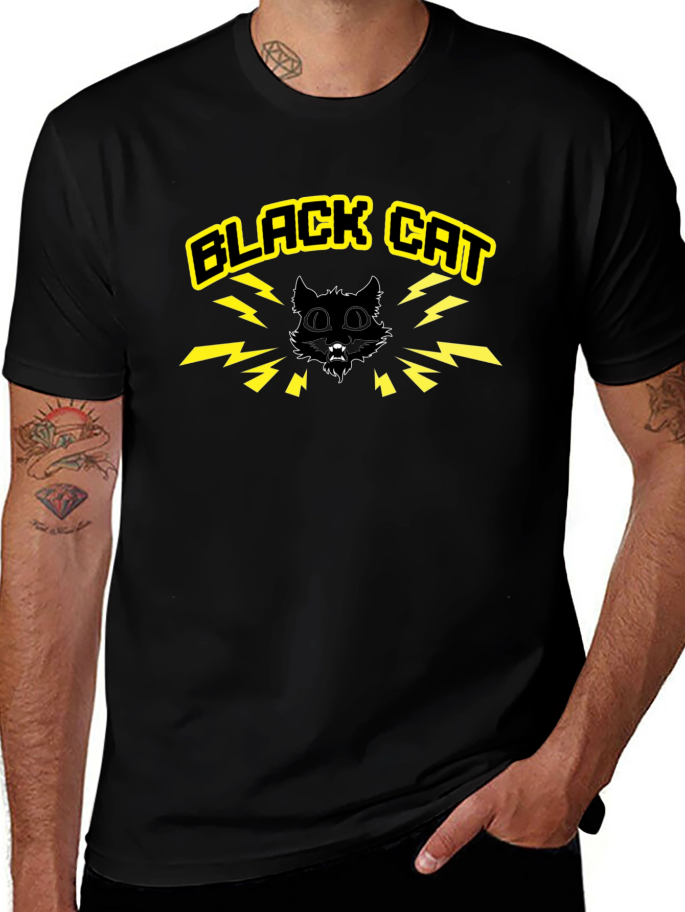 Black Cat Graphic Tee - Bold Style