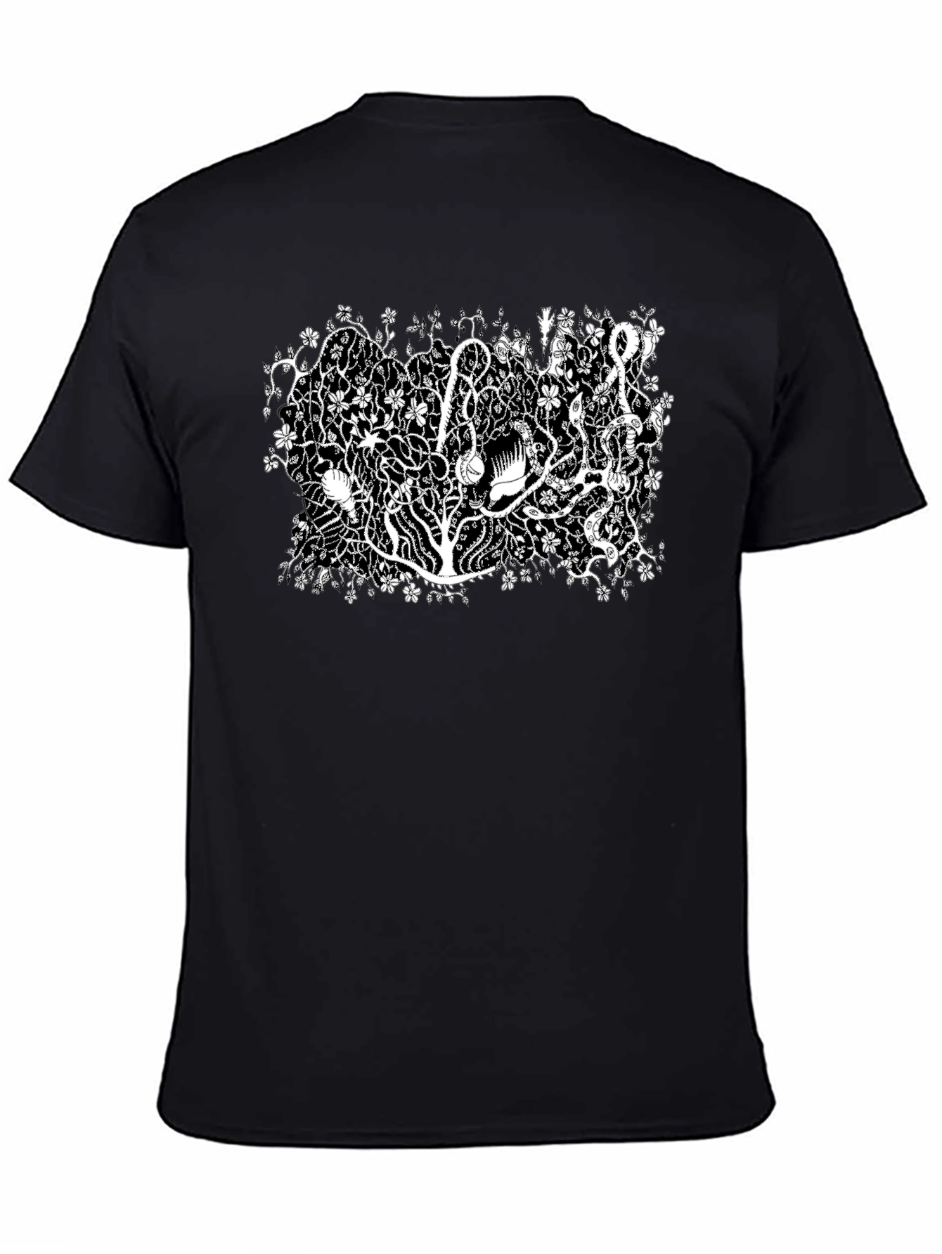 Botanical Black Tee - Unique Plant Life Design