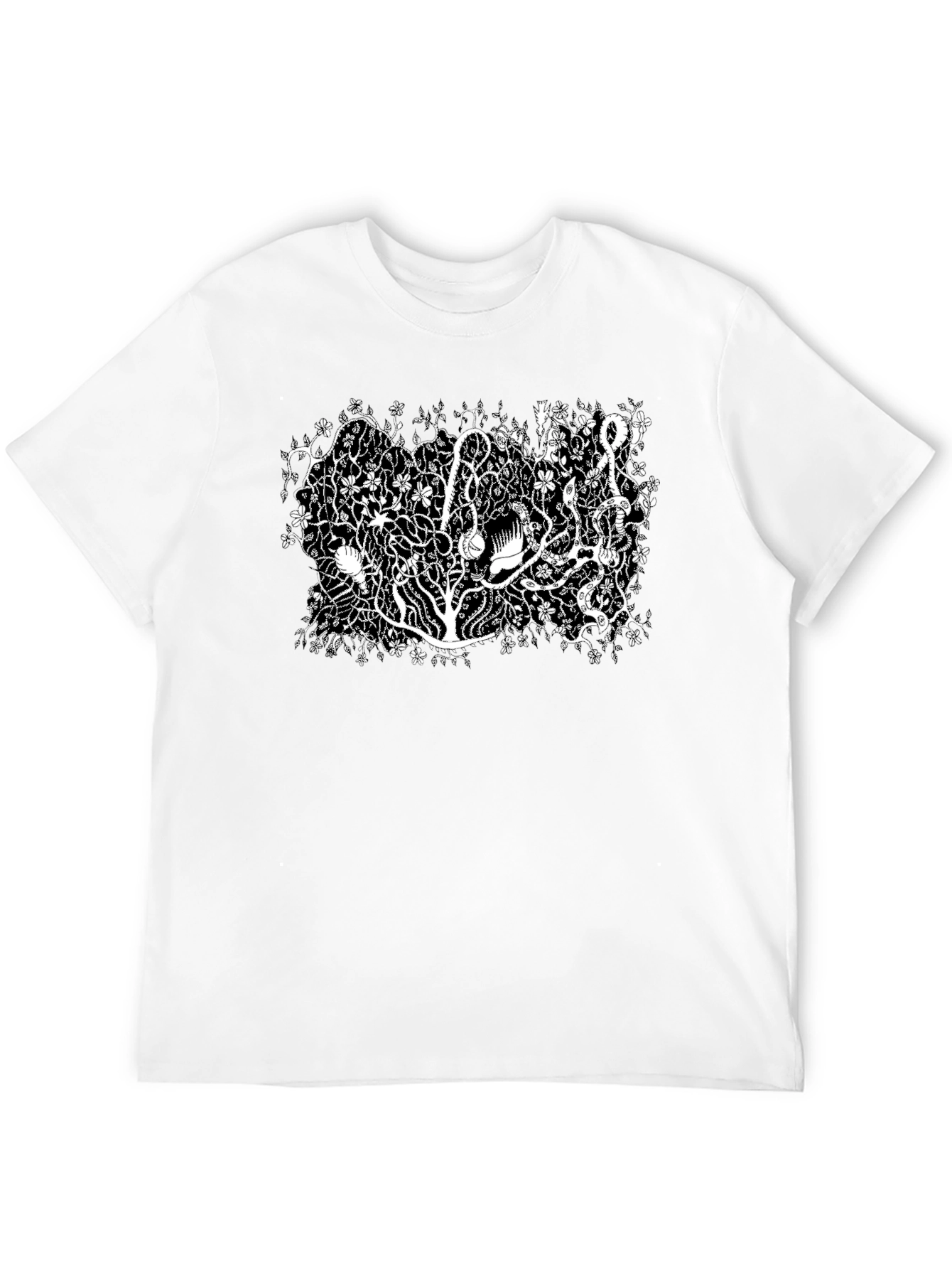 Botanical Black Tee - Unique Plant Life Design