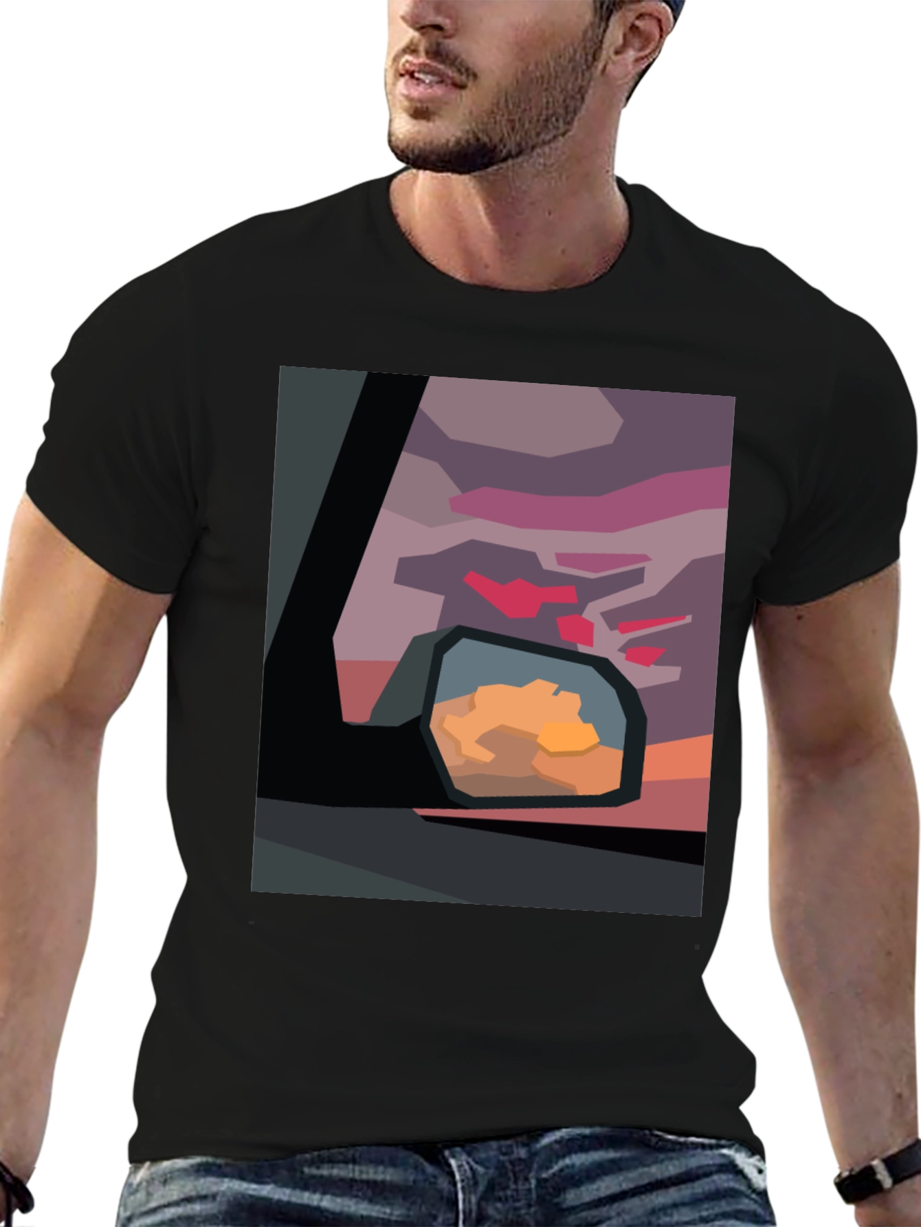 Abstract Sunset Graphic Tee - Modern Art Shirt