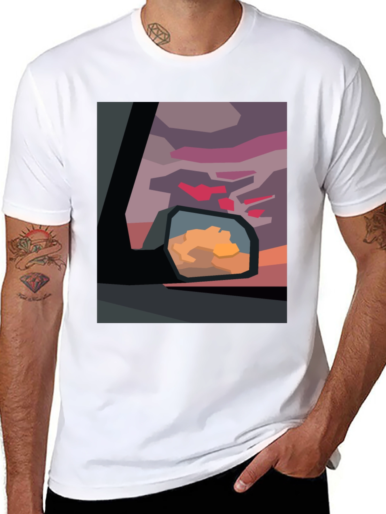 Abstract Sunset Graphic Tee - Modern Art Shirt