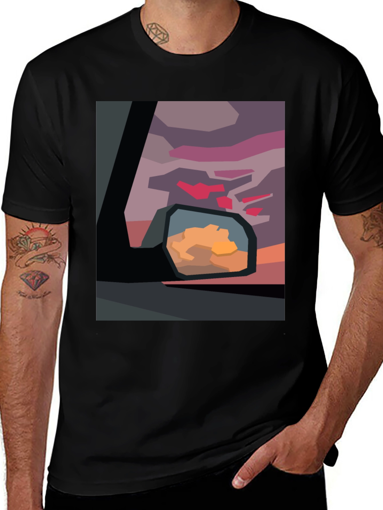 Abstract Sunset Graphic Tee - Modern Art Shirt