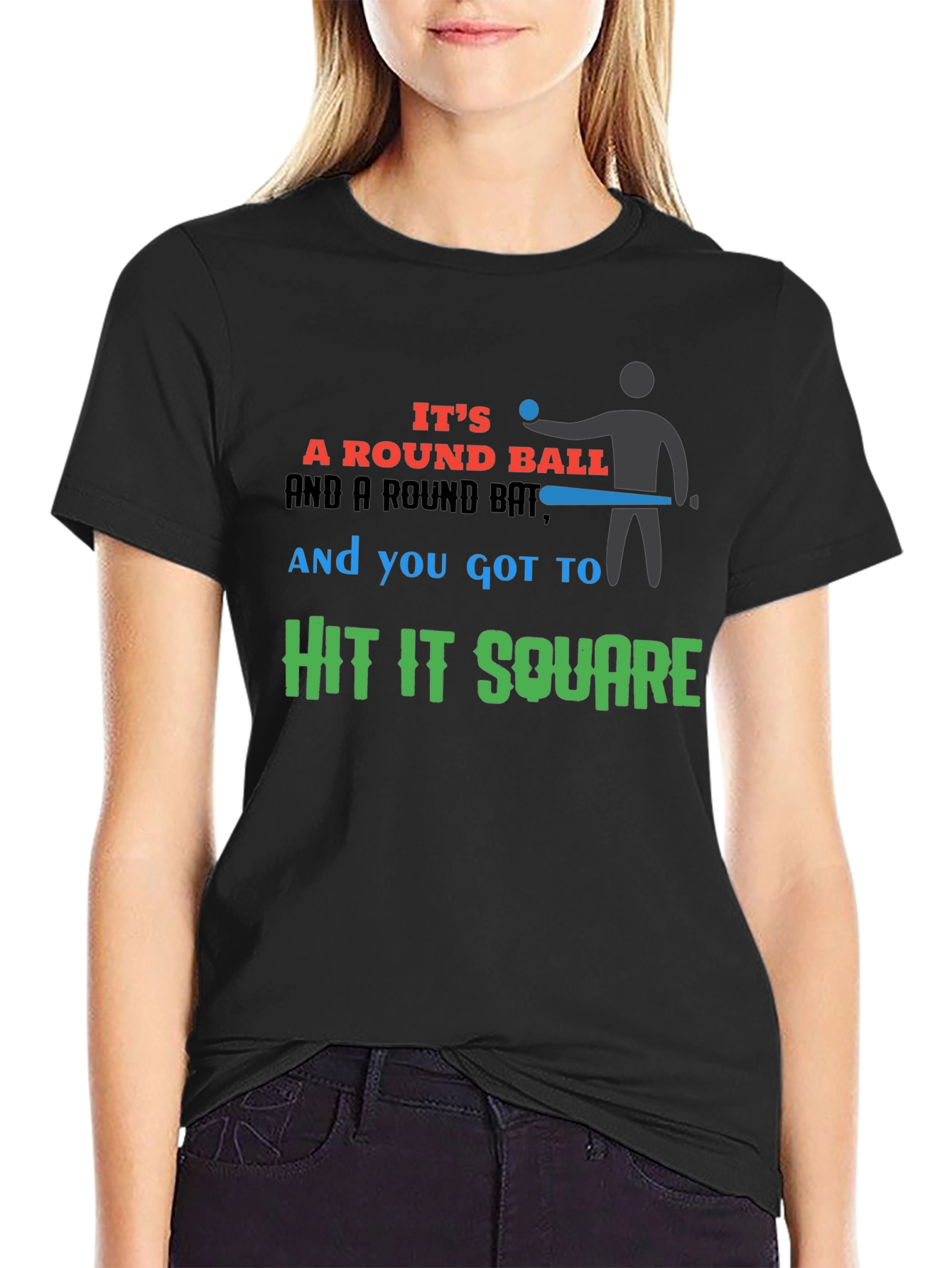 Round Ball Hit Square Graphic T-Shirt