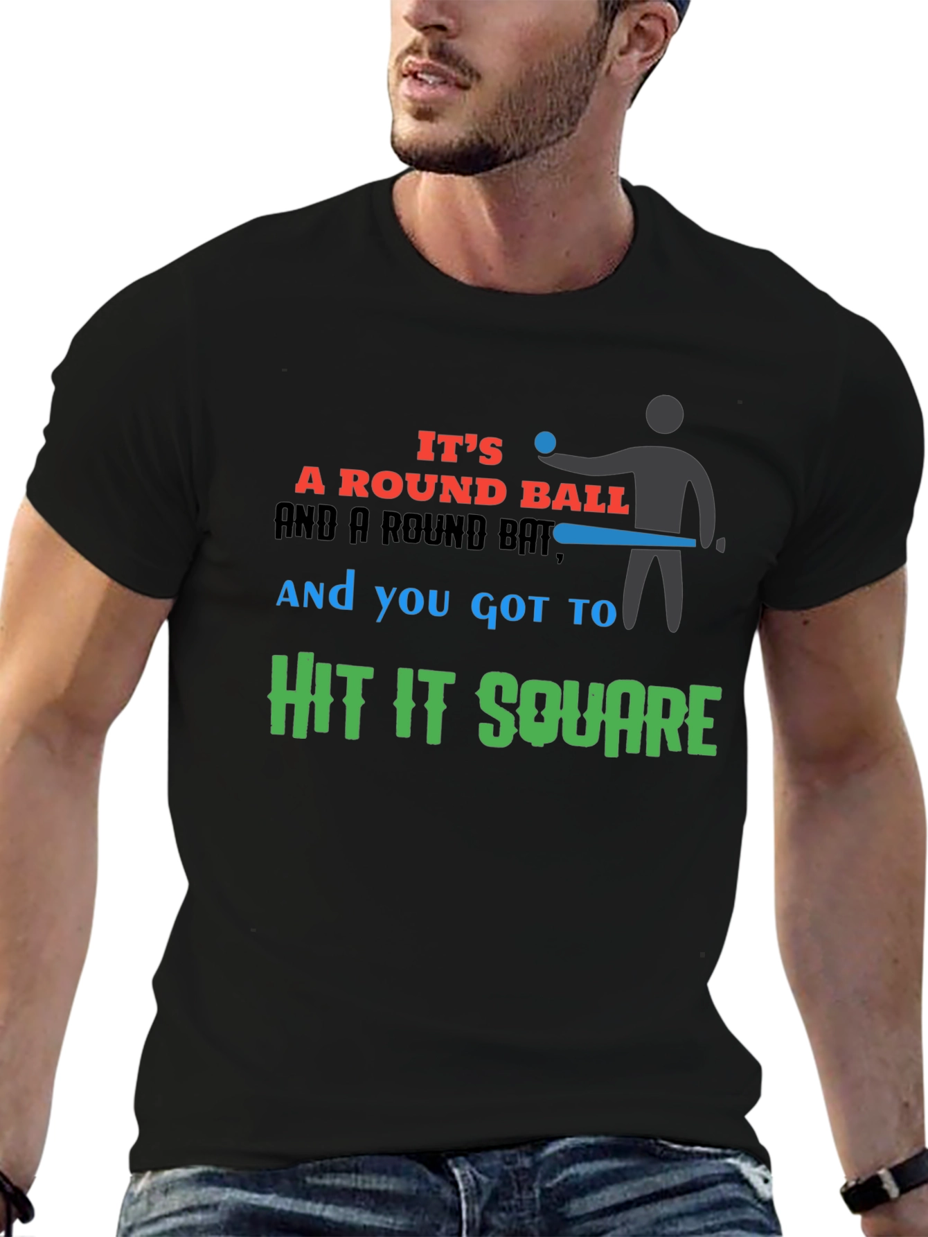 Round Ball Hit Square Graphic T-Shirt