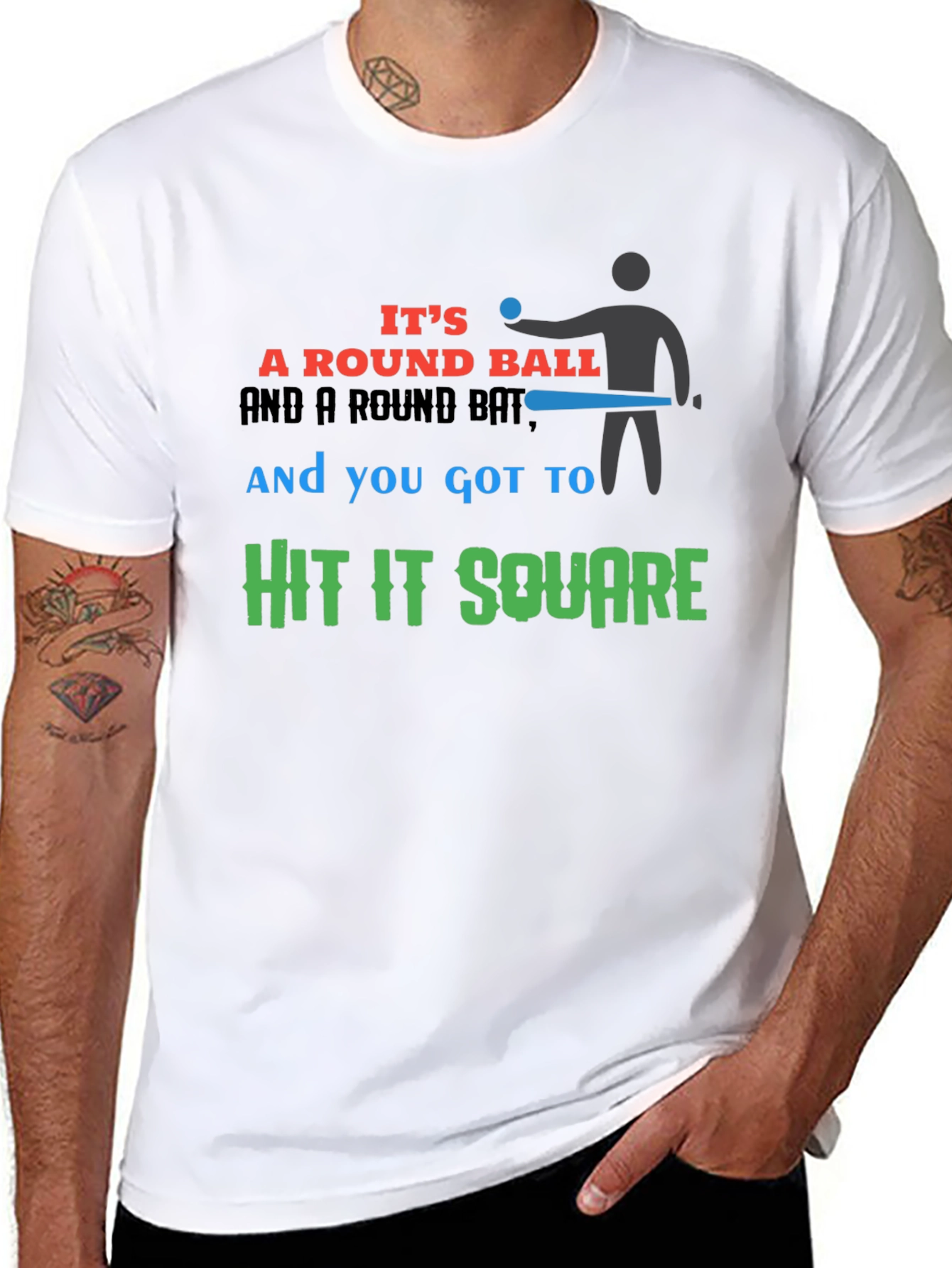 Round Ball Hit Square Graphic T-Shirt